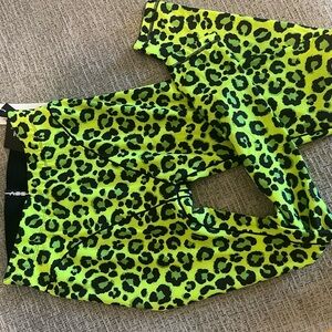 Adam seaman sport Neon Green Leopard Print Active Leggings